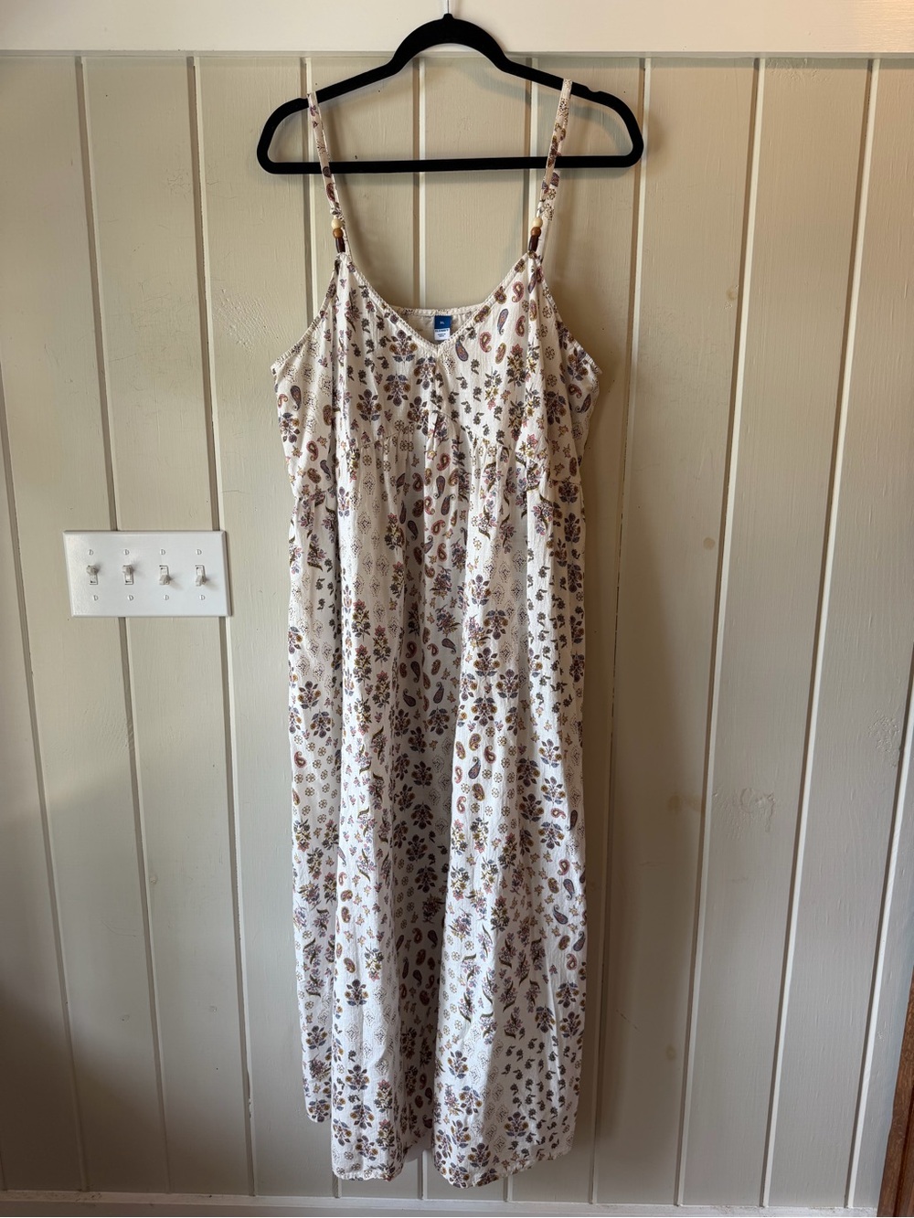 Old Navy Cream Maxi Dress w/ Multicolored Floral & Paisley Print, Size XL, NWOT
